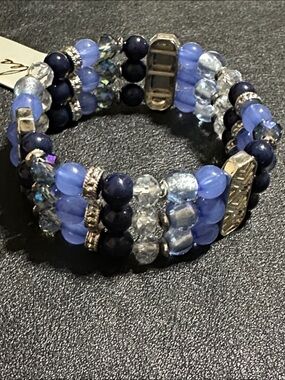 Jules B Triple Strand Blue Stretch Bracelet NEW
